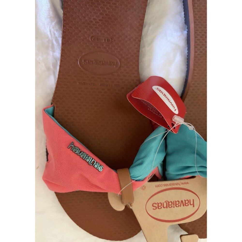 Havaianas Rust & Azure St. Tropez Women’s Flip-Flop Sandal Size 11/12 NWT - Picture 2 of 6